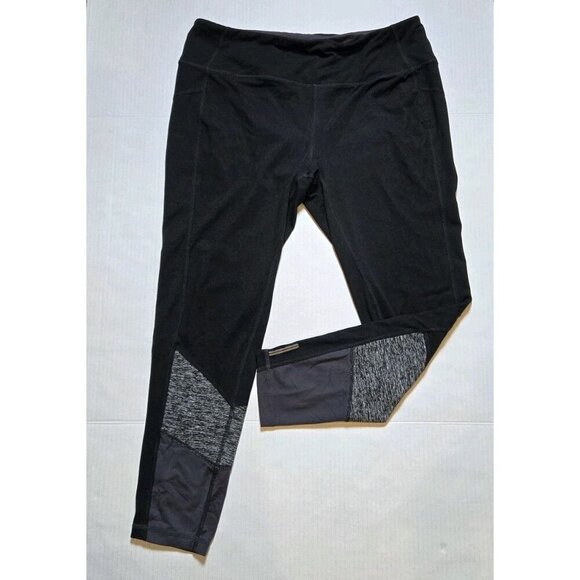 Tangerine Womens Black And Heather Gray High Rise Leggings Large Pocket Elastic - Picture 1 of 6